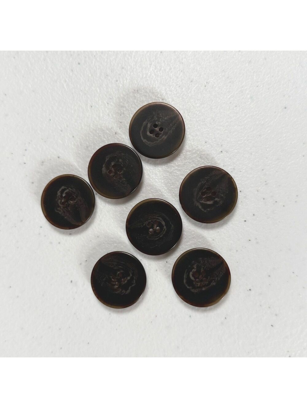 Lot of 7 Reclaimed Tortoiseshell 4-Hole Coat Buttons 1.9cm Brown Sewing